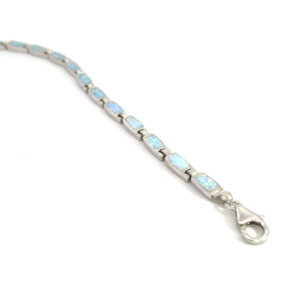 Stříbrný náramek se světlemodrým opálem 20cm